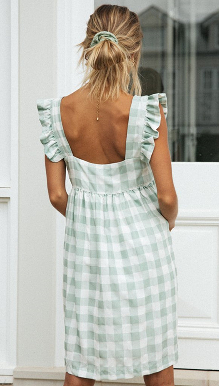 Green Tartan Print Shift Dress