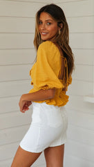Yellow Double-Bowknot Crop Top