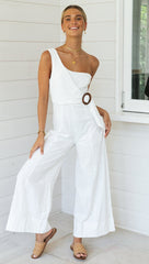 Weißer One-Shoulder-Jumpsuit