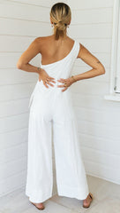 Weißer One-Shoulder-Jumpsuit