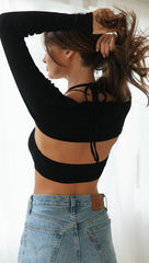 Black Two Pieces Long Sleeves Top