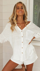 Weißes Button-Down-Hemd mit Roll-Tab