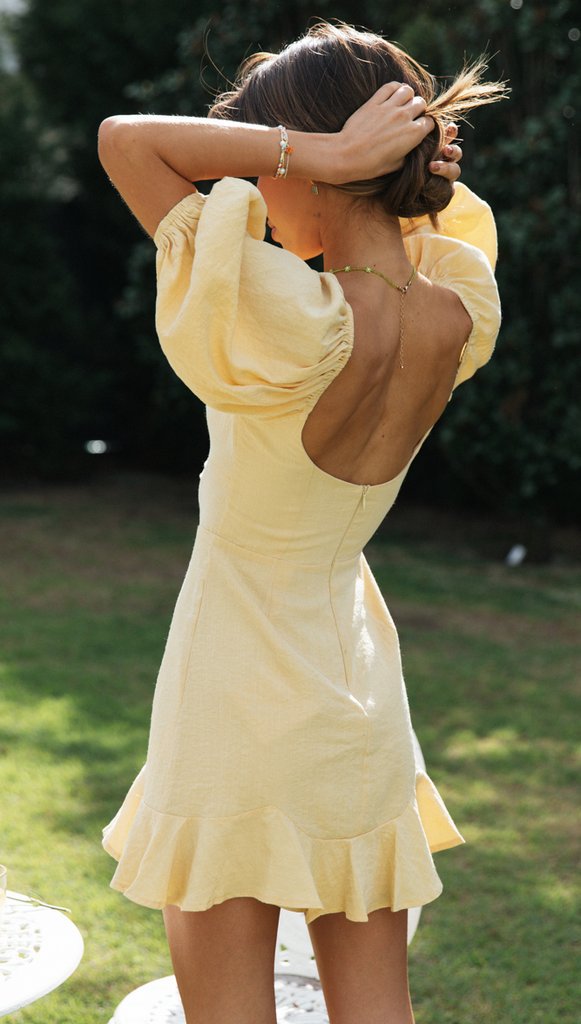 Yellow Cutout Bust Mini Dress