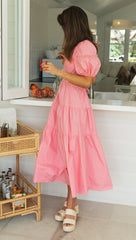 Pink Open Back Long Dress