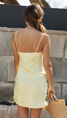Yellow Side Withdraw Slip Dress