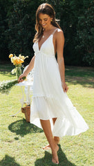 White High Low Backless Dress
