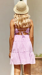 Purple Solid Back Tie Slip Dress