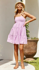 Purple Solid Back Tie Slip Dress