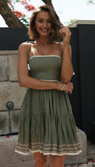 Deep Green Floral Slip Dress