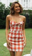 Red Plaid Bowknot Mini Dress