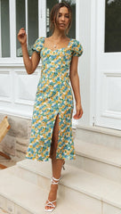 Spring Floral Pencil Midi Dress
