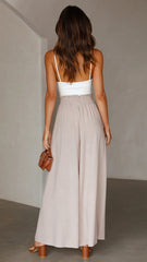Beige Wide-Leg Casual Pants