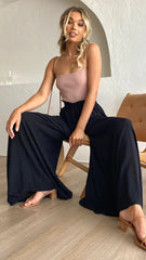 Black Wide-Leg Casual Pants