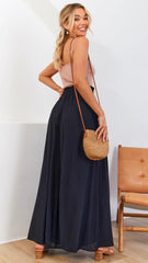 Black Wide-Leg Casual Pants
