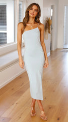 White Slant Bodycon Slip Midi Dress