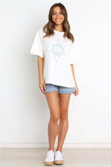 Blue Sun Face Print Tee