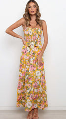 Yellow Floral Slip Maxi Dress
