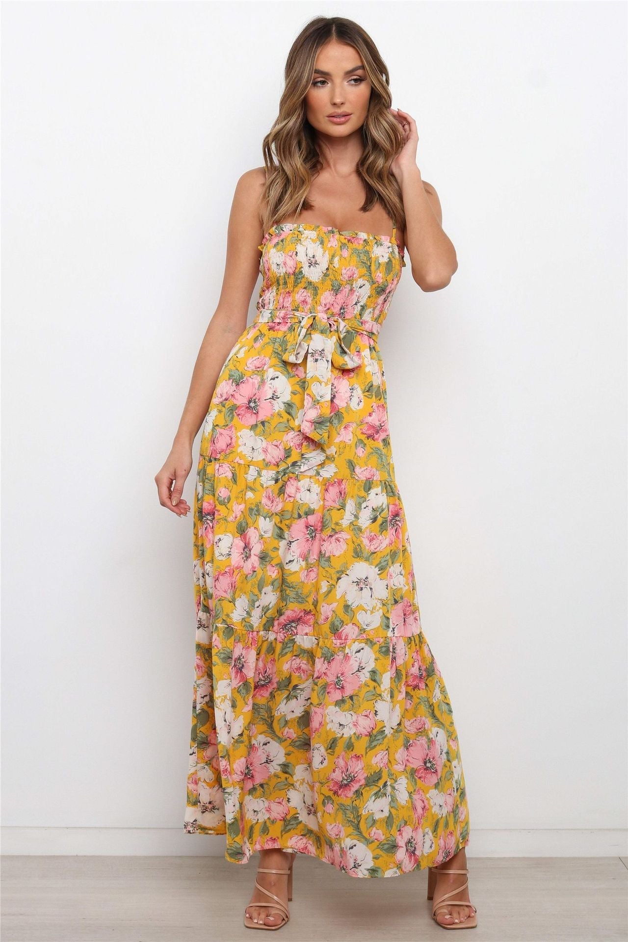 Yellow Floral Slip Maxi Dress