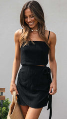 Schwarzes Camisole-Top und Rock-Sets