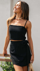 Schwarzes Camisole-Top und Rock-Sets