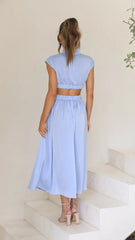 Blue Cutout Waist Midi Dress