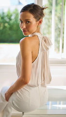 Beige Pleated Halter Top