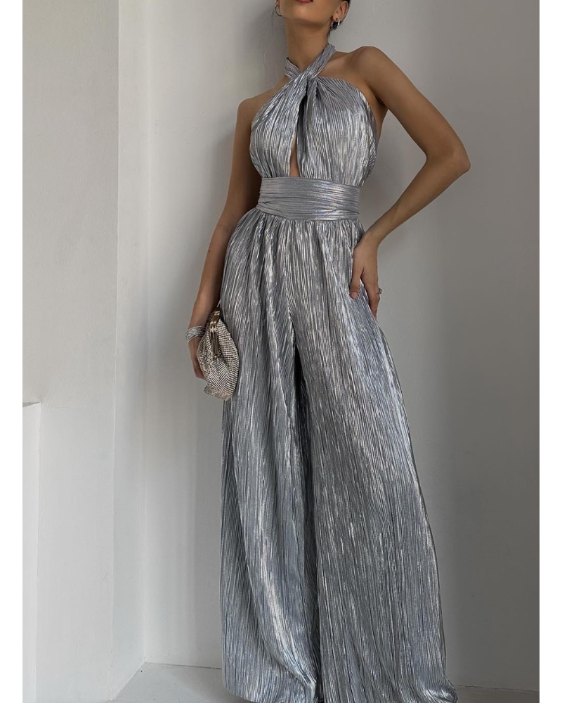 Halter-neck, hollow jumpsuit