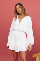 White Long Sleeves Shirt Dress