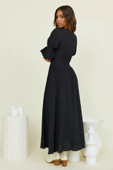 Black Plunging Midi Dress
