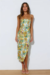 Yellow Floral Slip Midi Dress