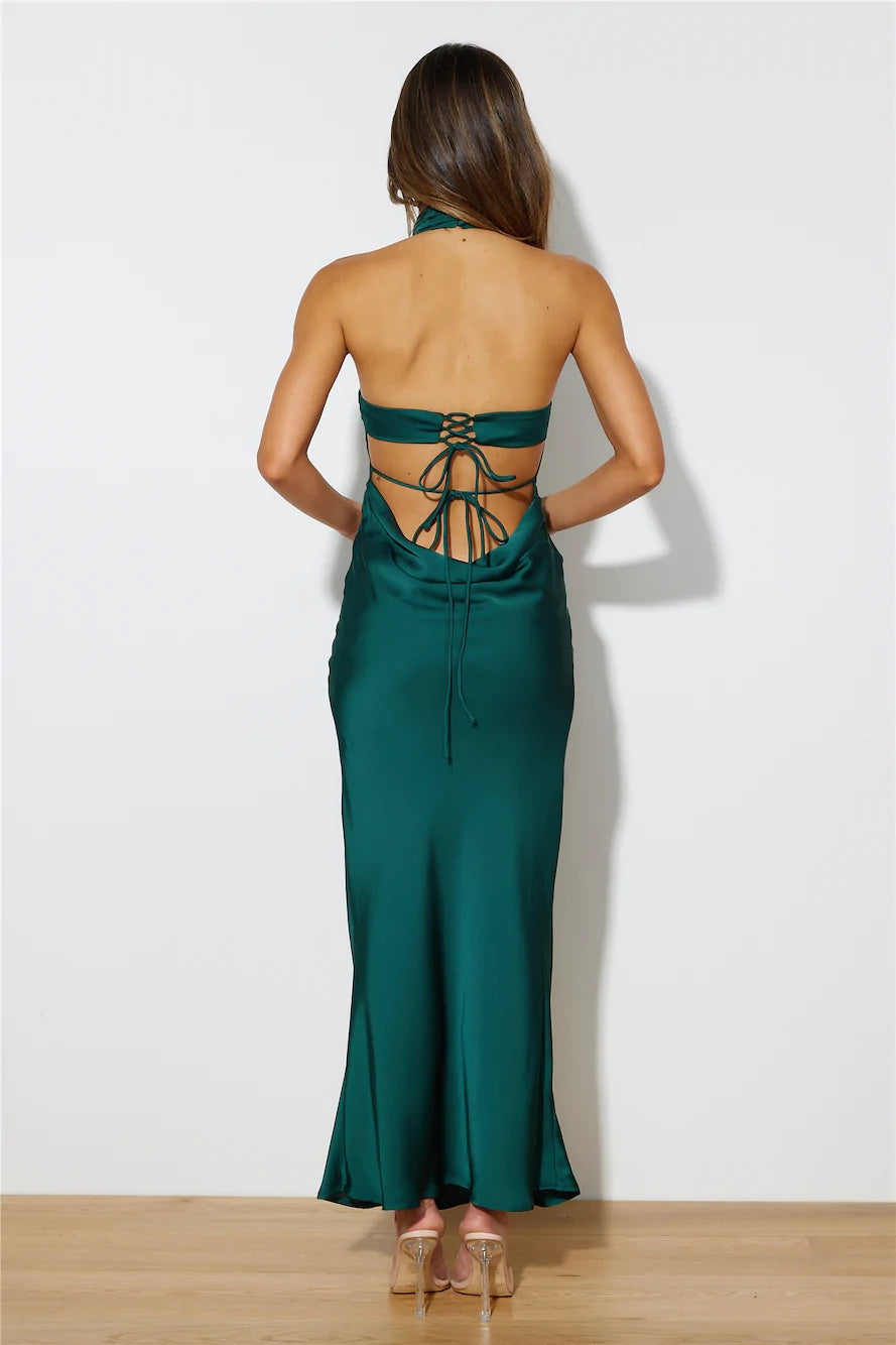 Green Halter Maxi Dress