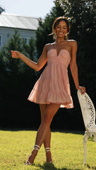 Coral Pink Front Tie Slip Mini Dress