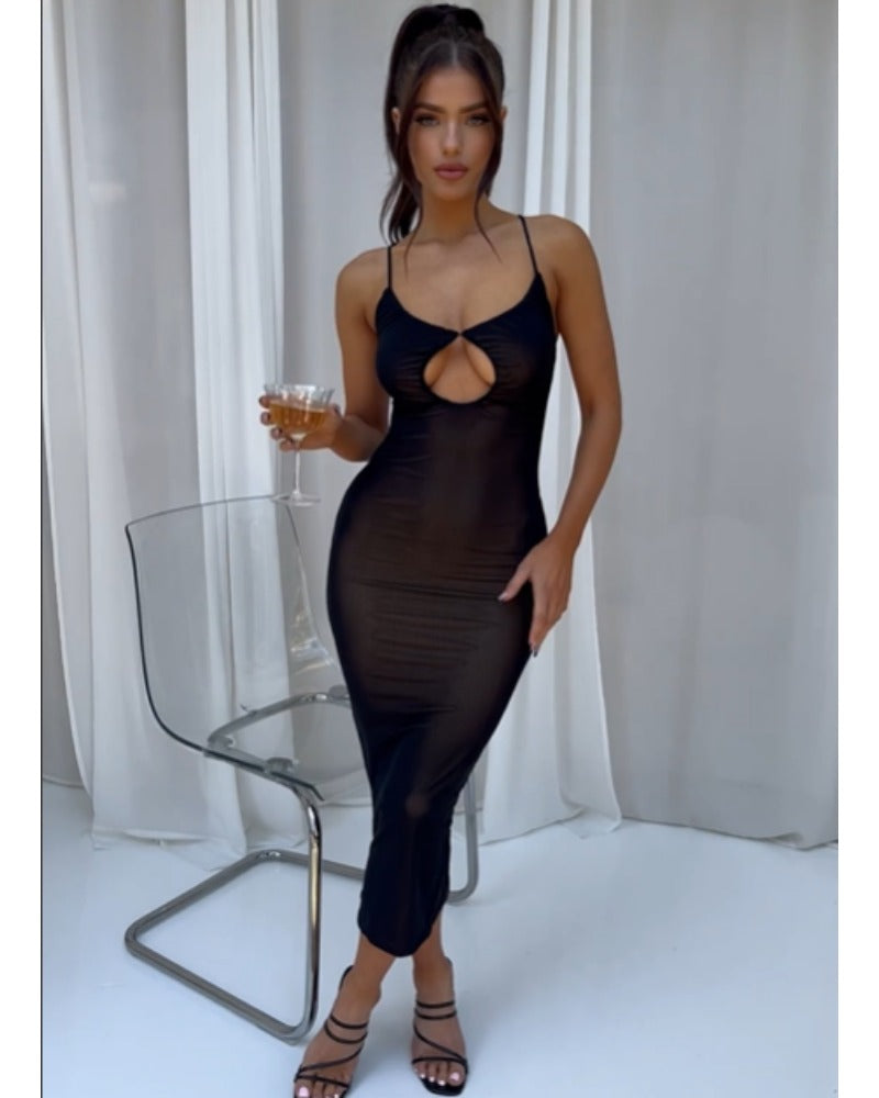 2024ss sexy halter  with empty hips dress