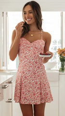 Pink Dainty Floral Sleeveless Mini Dress