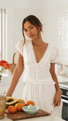 White V Neck Crop Top