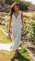 La Rosette Maxi Dress (Blue)
