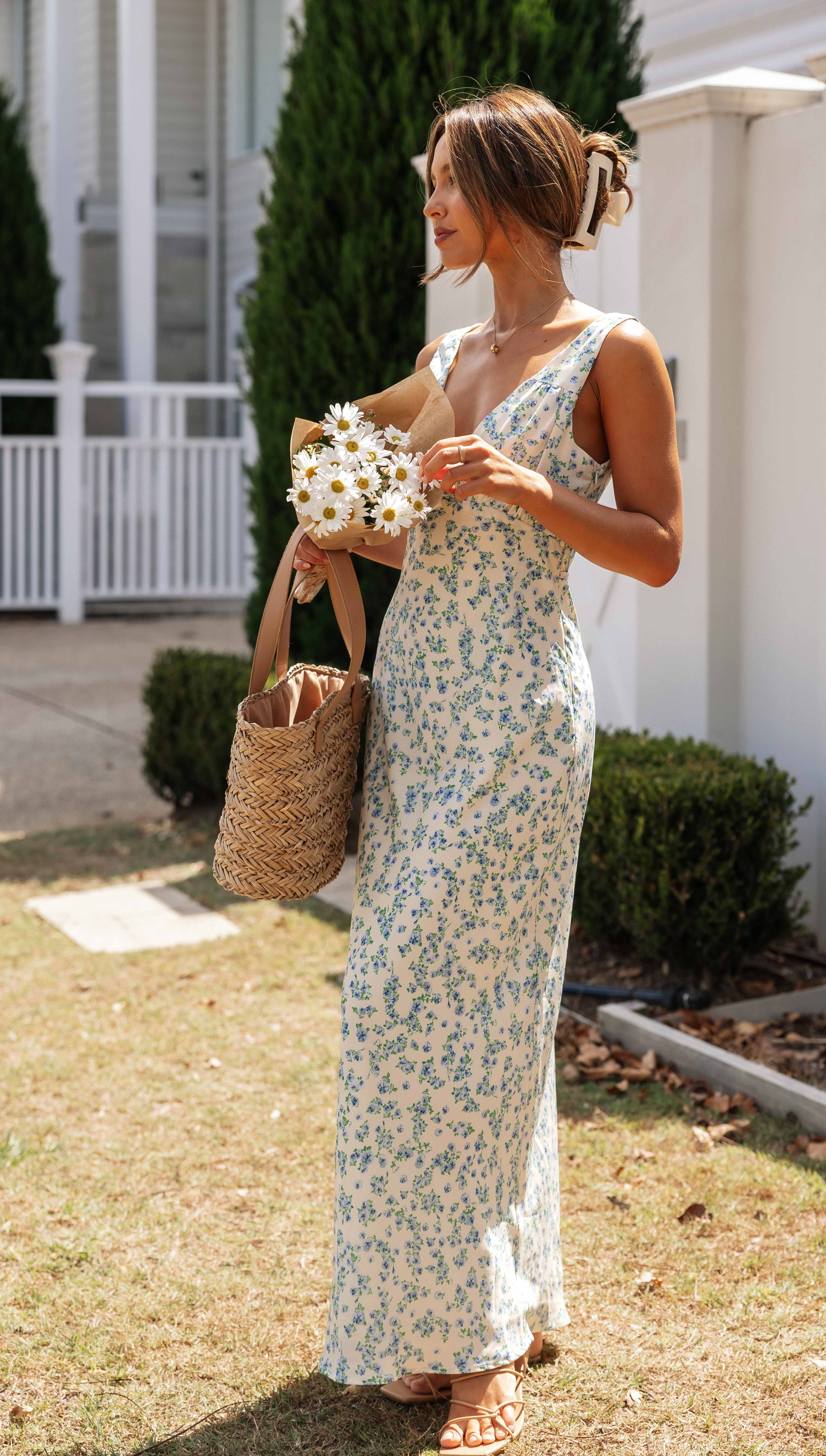 La Rosette Maxi Dress (Blue)