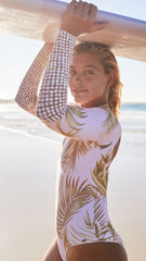 Tropical Leaves Long Sleeve Surf Swimsuit