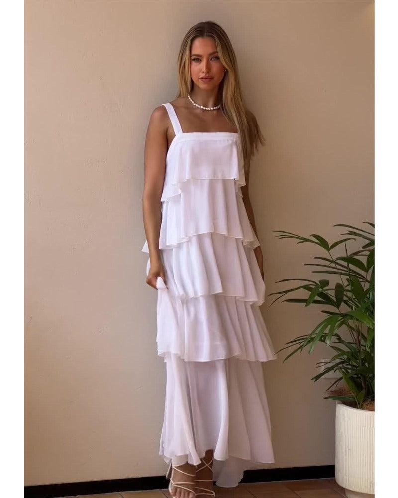 2024ss sexy slip  with ruffles  dress