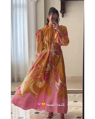 2024ss sexy turtleneck print loose dress