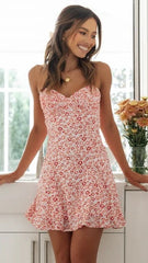 Pink Dainty Floral Sleeveless Mini Dress