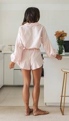 Blush Pinstriped Long Sleeves Mini Dress