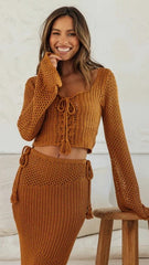 Camel Crochet Knit Crop Top