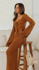 Camel Crochet Knit Crop Top