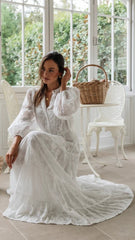 White Long Sleeves Maxi Dress