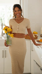 Beige Buttoned Crop Top