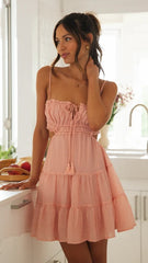 Coral Pink Front Tie Slip Mini Dress