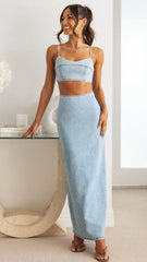 Light Blue Crop Denim Top