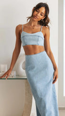 Light Blue Crop Denim Top