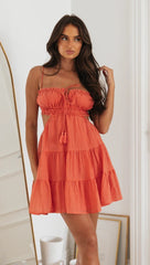 Orange Red Front Tie Slip Mini Dress